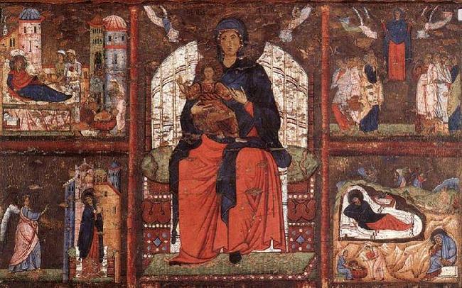 unknow artist Virgin and Child Enthroned with Scenes from the Life of the Virgin